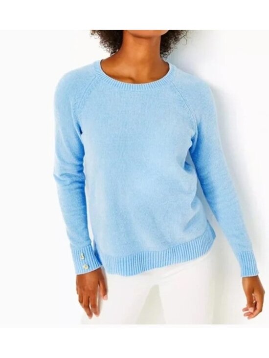 Lilly Pulitzer Sweaters - Lilly Pulitzer Blue Long Sleeve Chenille Sweater Womens Large